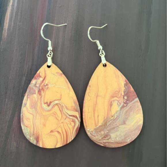 None Jewelry - Marbled Teardrop Earrings